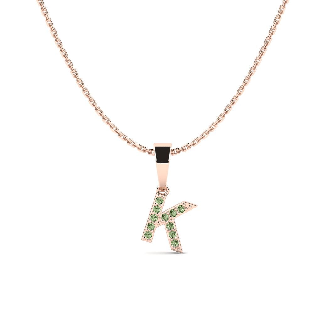 Rotgold 585 Grüner Diamant Damen anhänger Monto - K