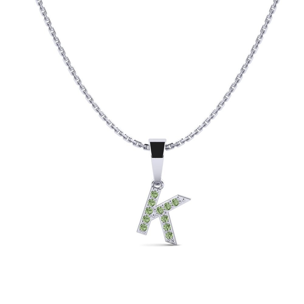 950 Palladium Grüner Diamant Damen anhänger Monto - K