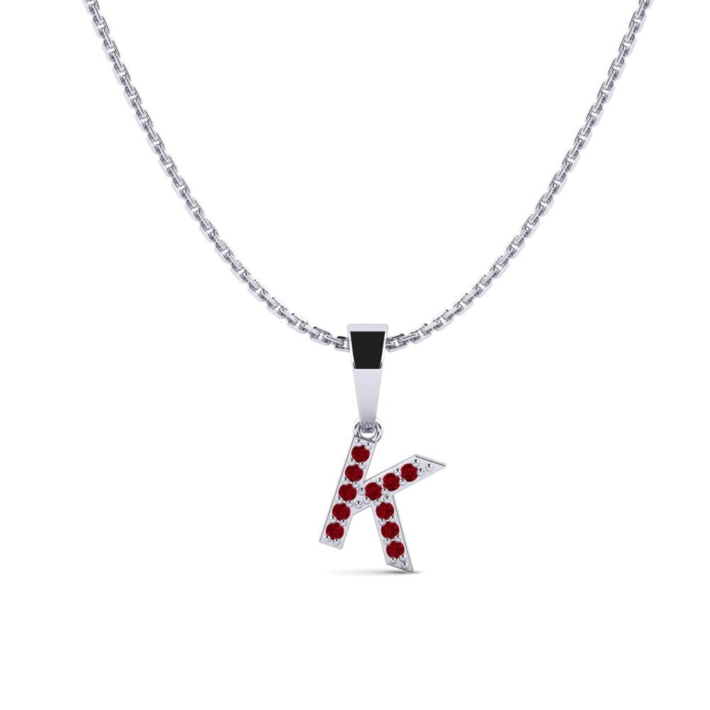 Weißgold 750 Roter Zirkonia Damen anhänger Monto - K