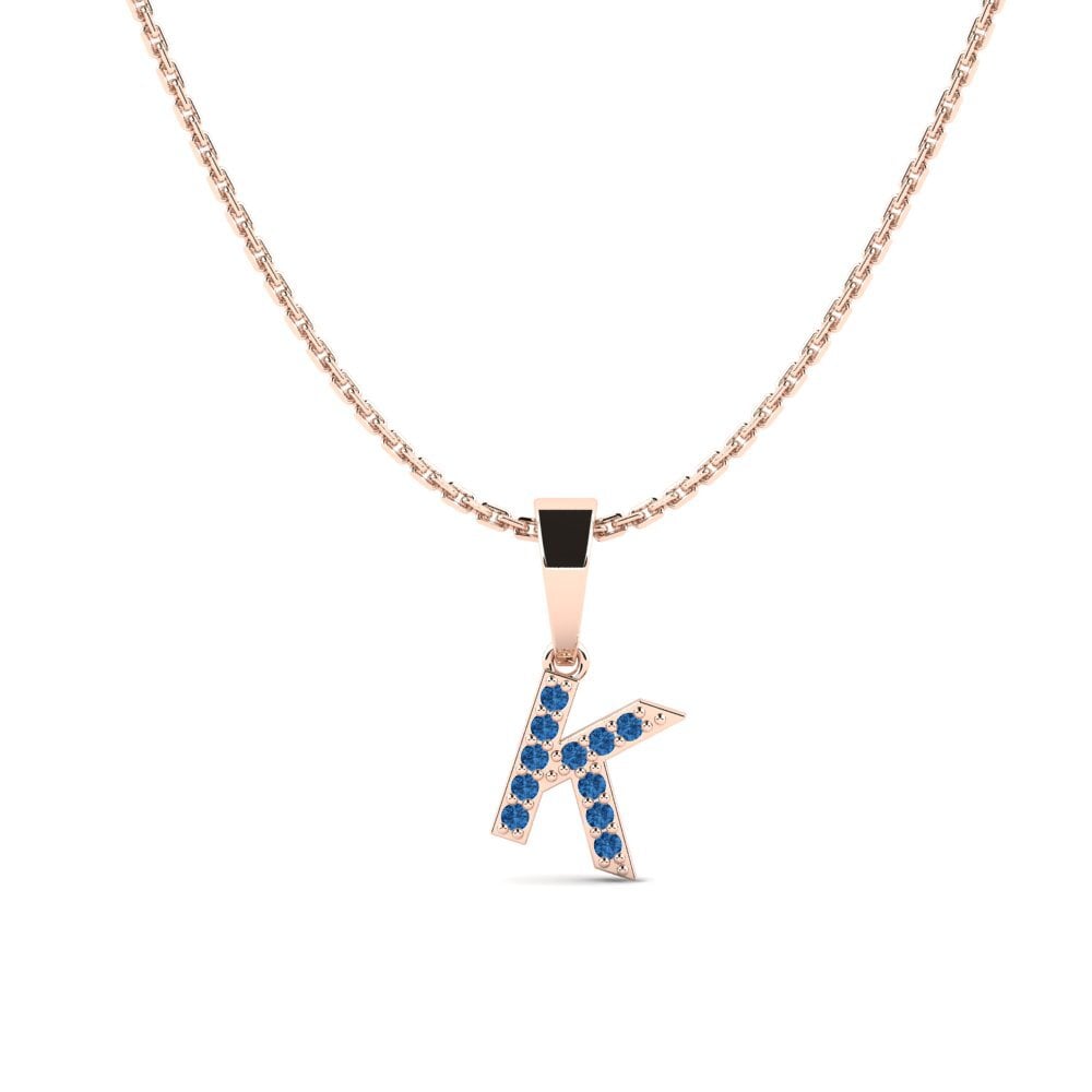 Rotgold 585 Dunkelblauer Zirkonia Damen anhänger Monto - K
