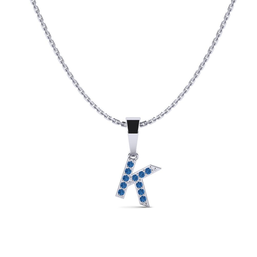 950 Palladium Dunkelblauer Zirkonia Damen anhänger Monto - K