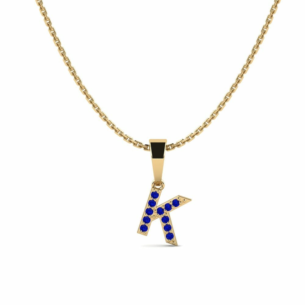 14K Geel Goud Rond Saffier Dames Hanger Monto - K
