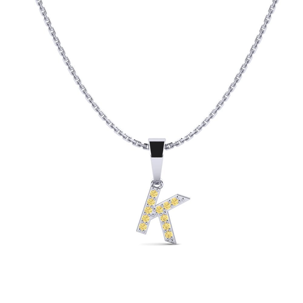 Weißgold 585 Gelber Diamant Damen anhänger Monto - K