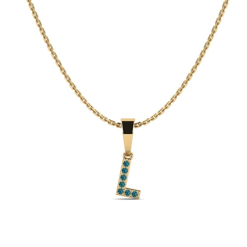 Redondo Diamante Azul Colgante de Mujer Monto - L