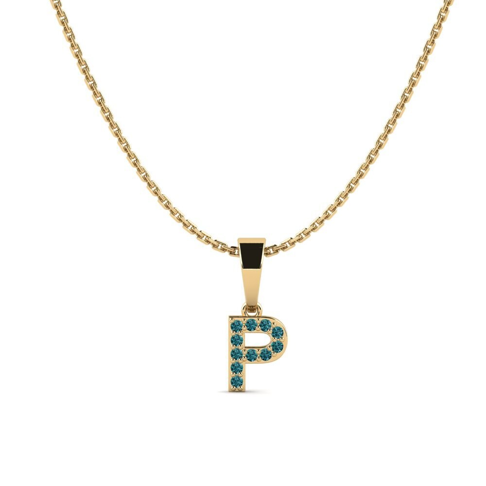 Redondo Diamante Azul Colgante de Mujer Monto - P
