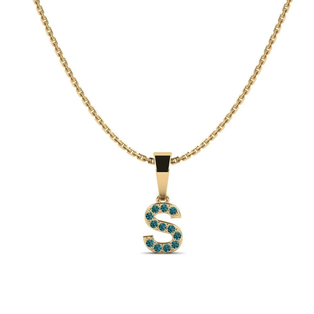Redondo Diamante Azul Colgante de Mujer Monto - S