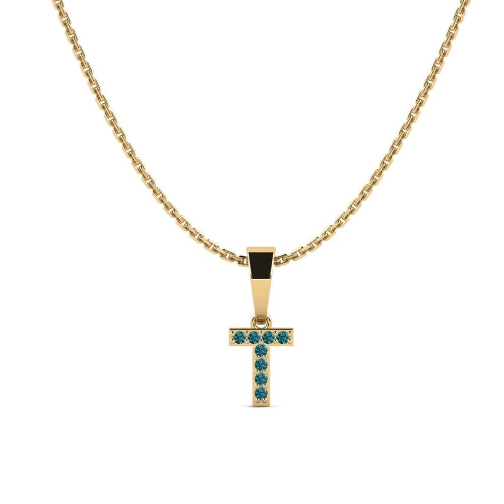 Redondo Diamante Azul Colgante de Mujer Monto - T
