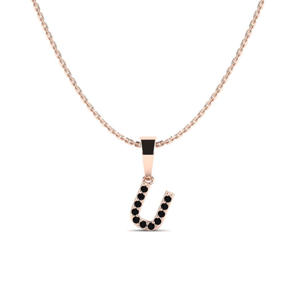 Rotgold 585 Schwarzer Onyx Damen anhänger Monto - U