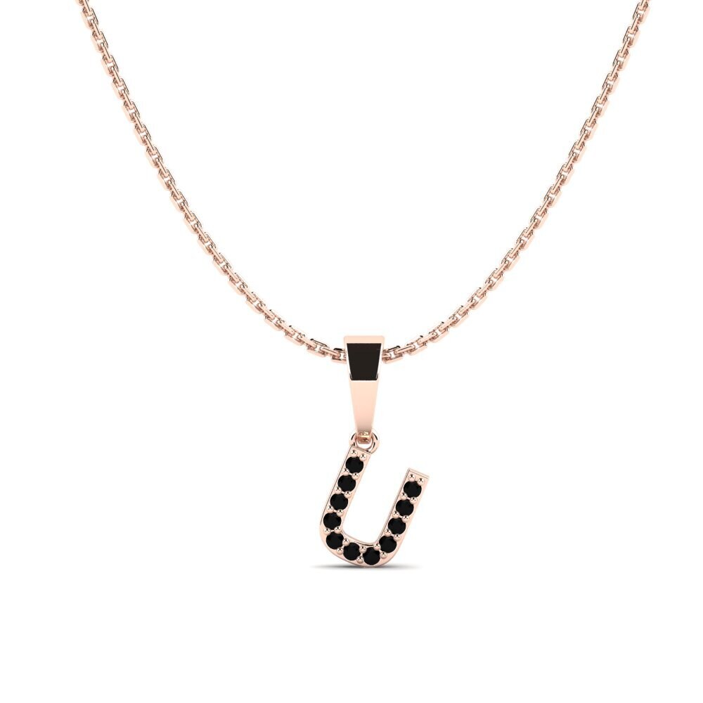Rotgold 585 Schwarzer Diamant Damen anhänger Monto - U