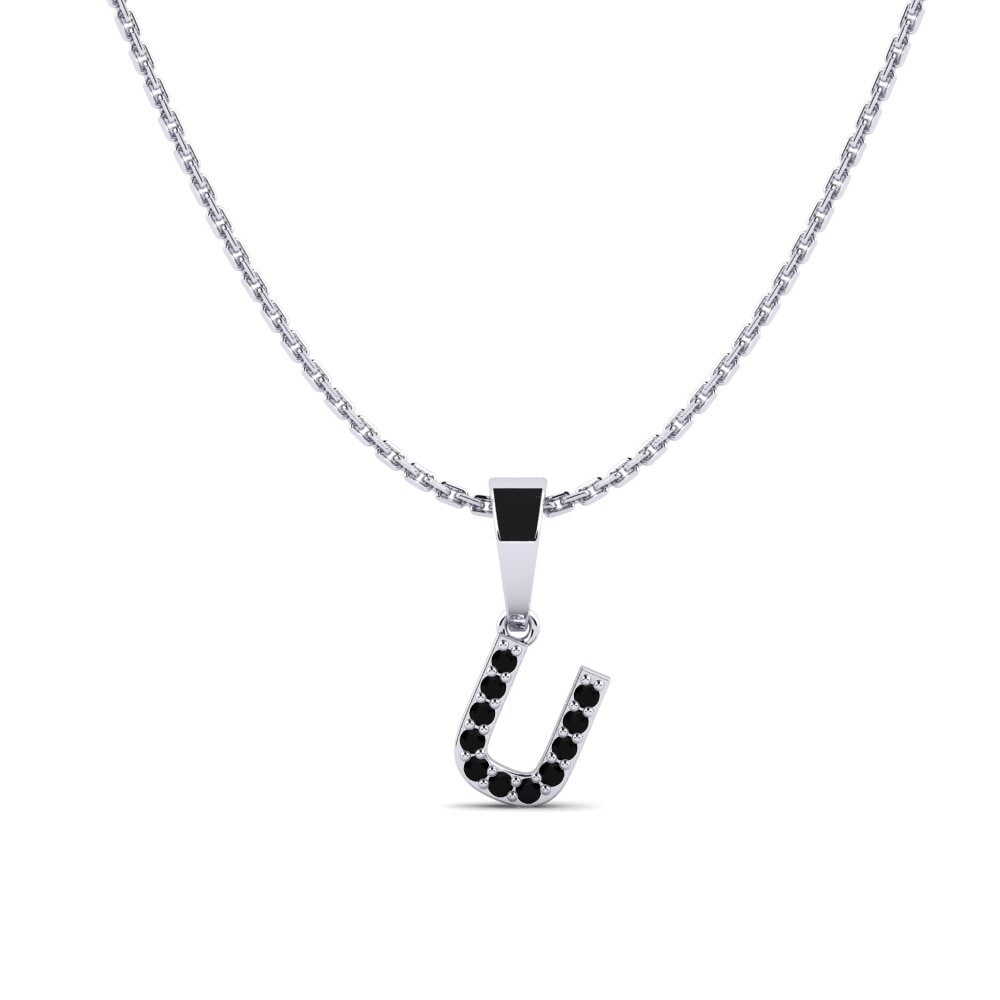 Weißgold 585 Schwarzer Diamant Damen anhänger Monto - U