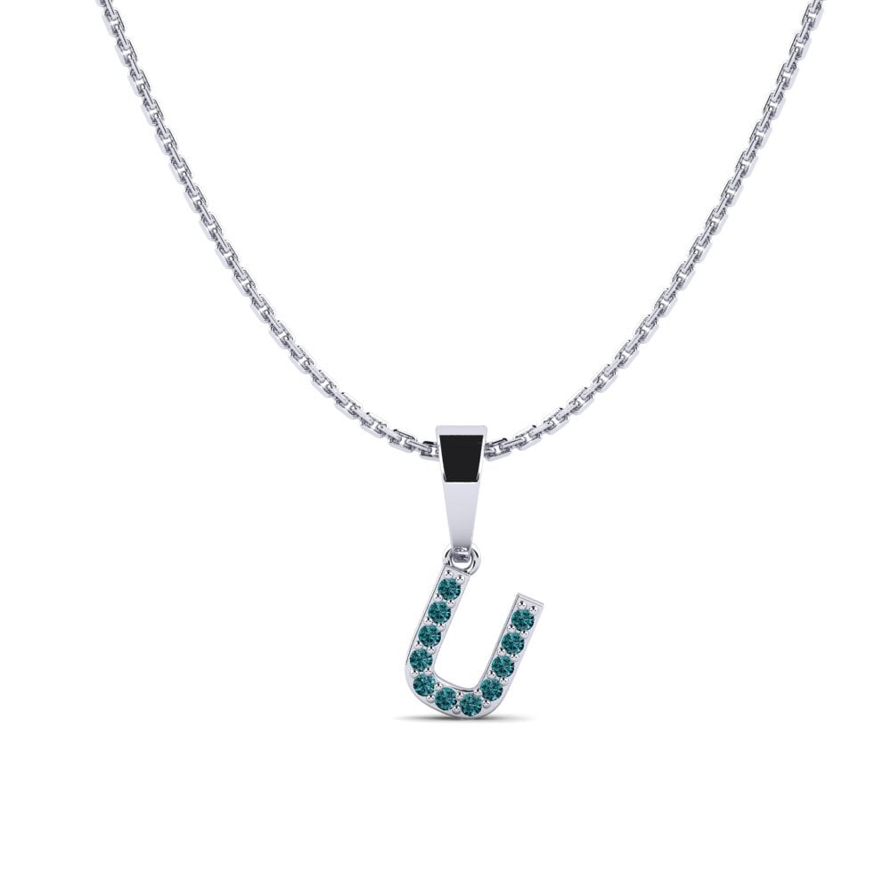 Weißgold 375 Blauer Diamant Damen anhänger Monto - U
