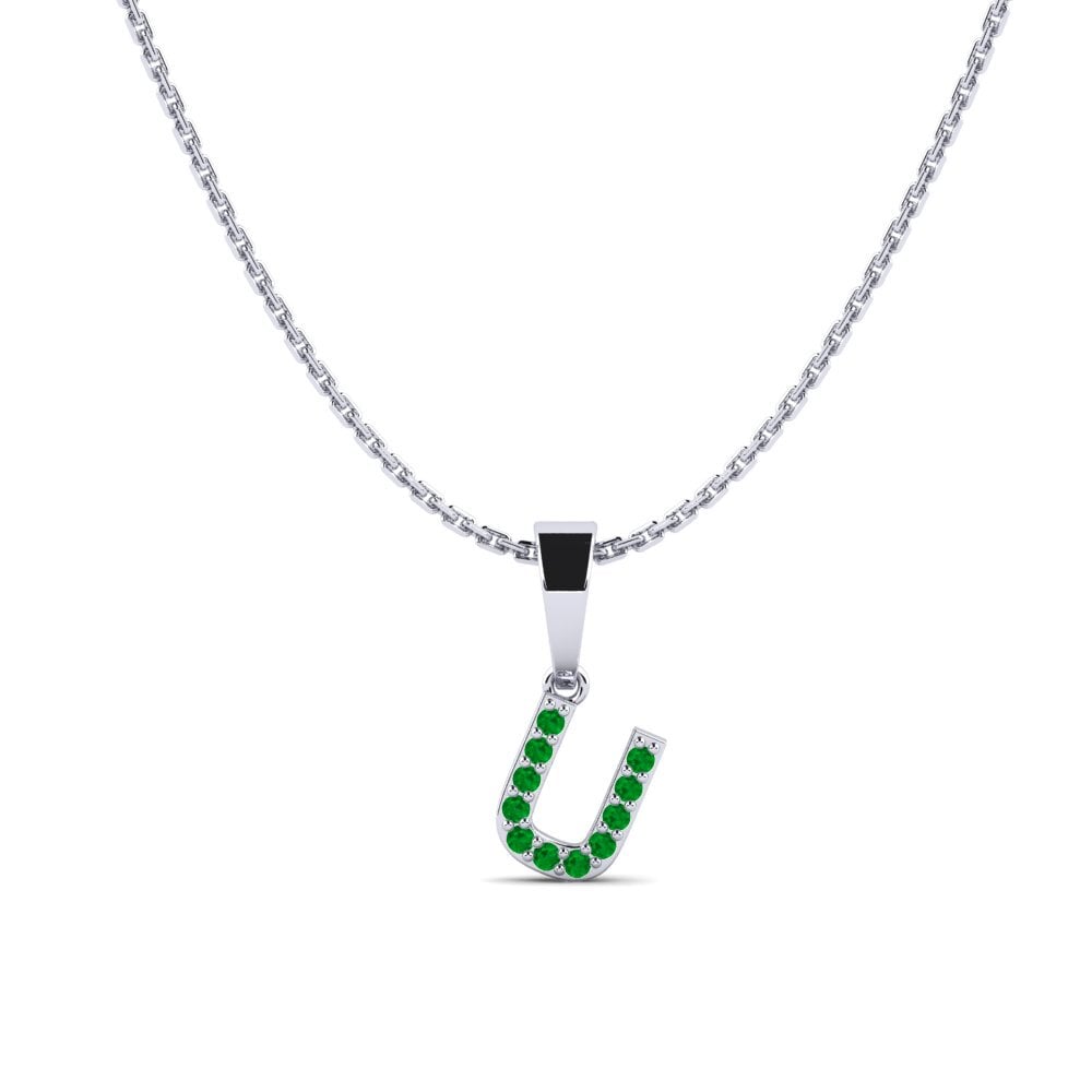 950 Palladium Smaragd Damen anhänger Monto - U