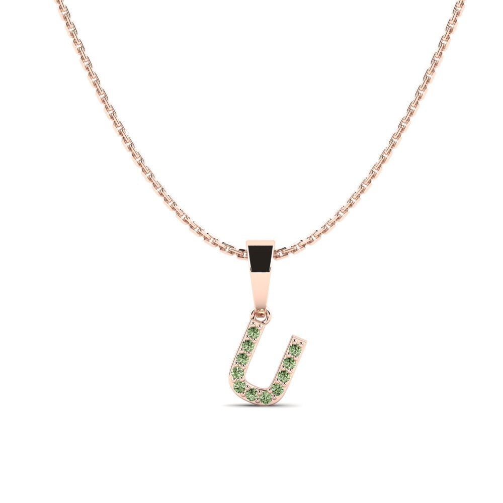 Rotgold 585 Grüner Diamant Damen anhänger Monto - U