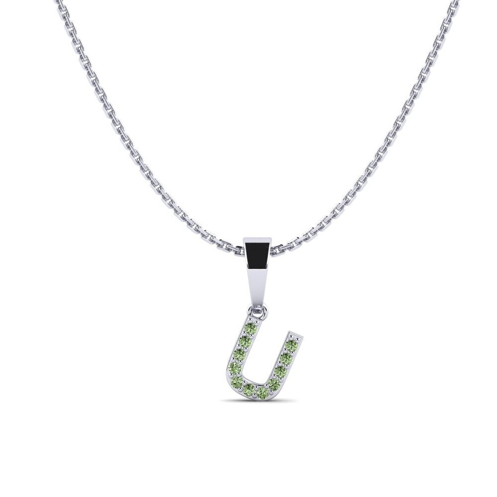 950 Palladium Grüner Diamant Damen anhänger Monto - U