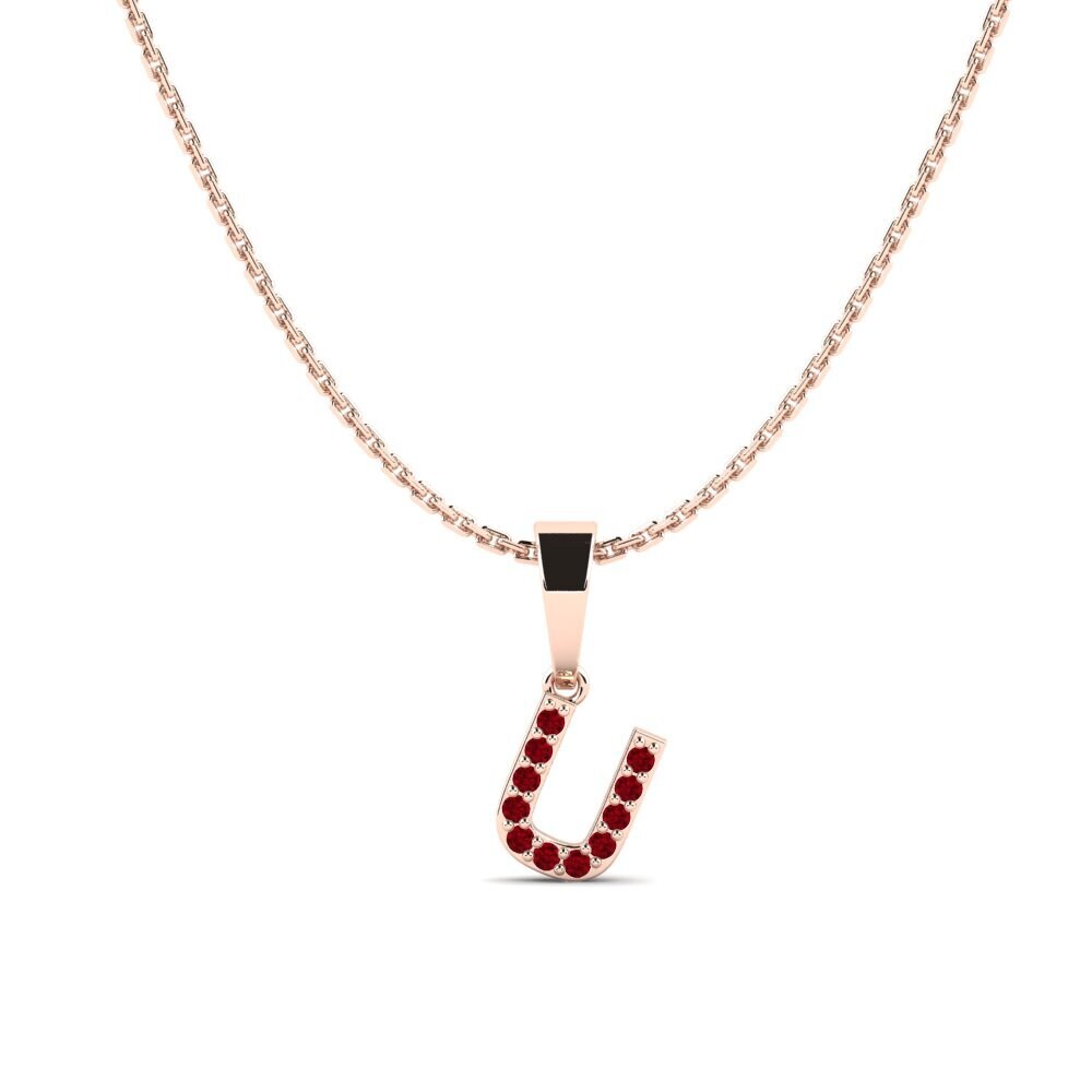 Rotgold 585 Roter Zirkonia Damen anhänger Monto - U