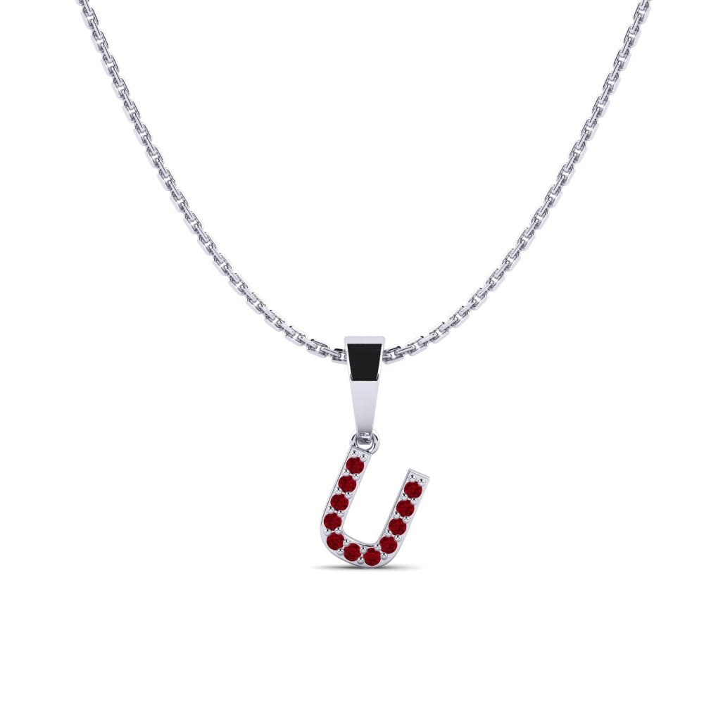 Weißgold 750 Roter Zirkonia Damen anhänger Monto - U