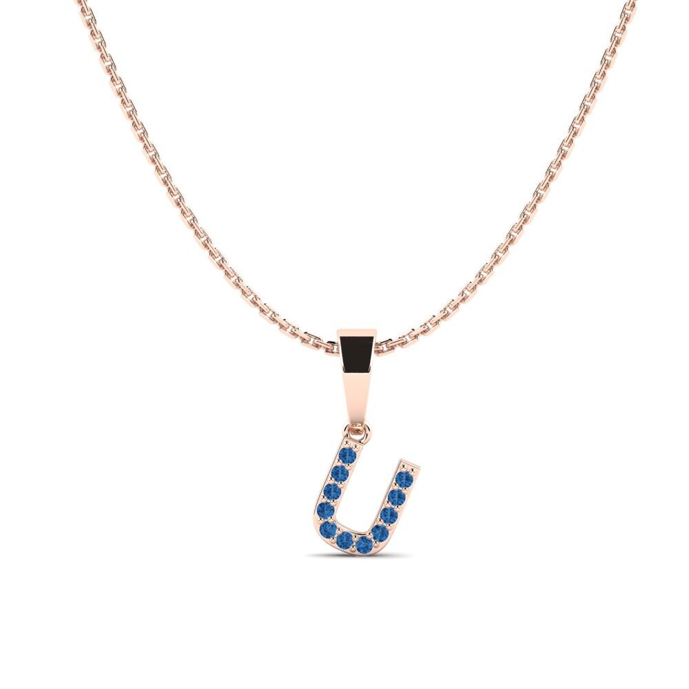 Rotgold 585 Dunkelblauer Zirkonia Damen anhänger Monto - U