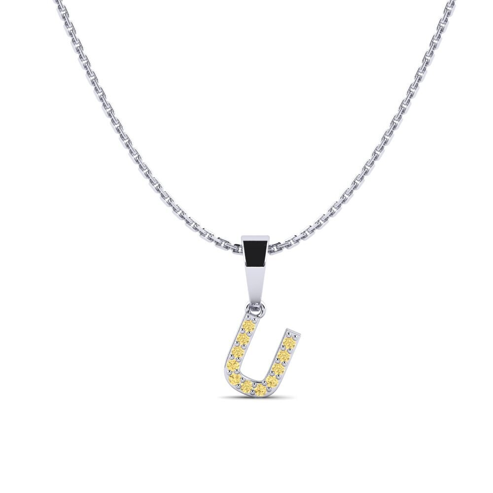 Weißgold 585 Gelber Diamant Damen anhänger Monto - U