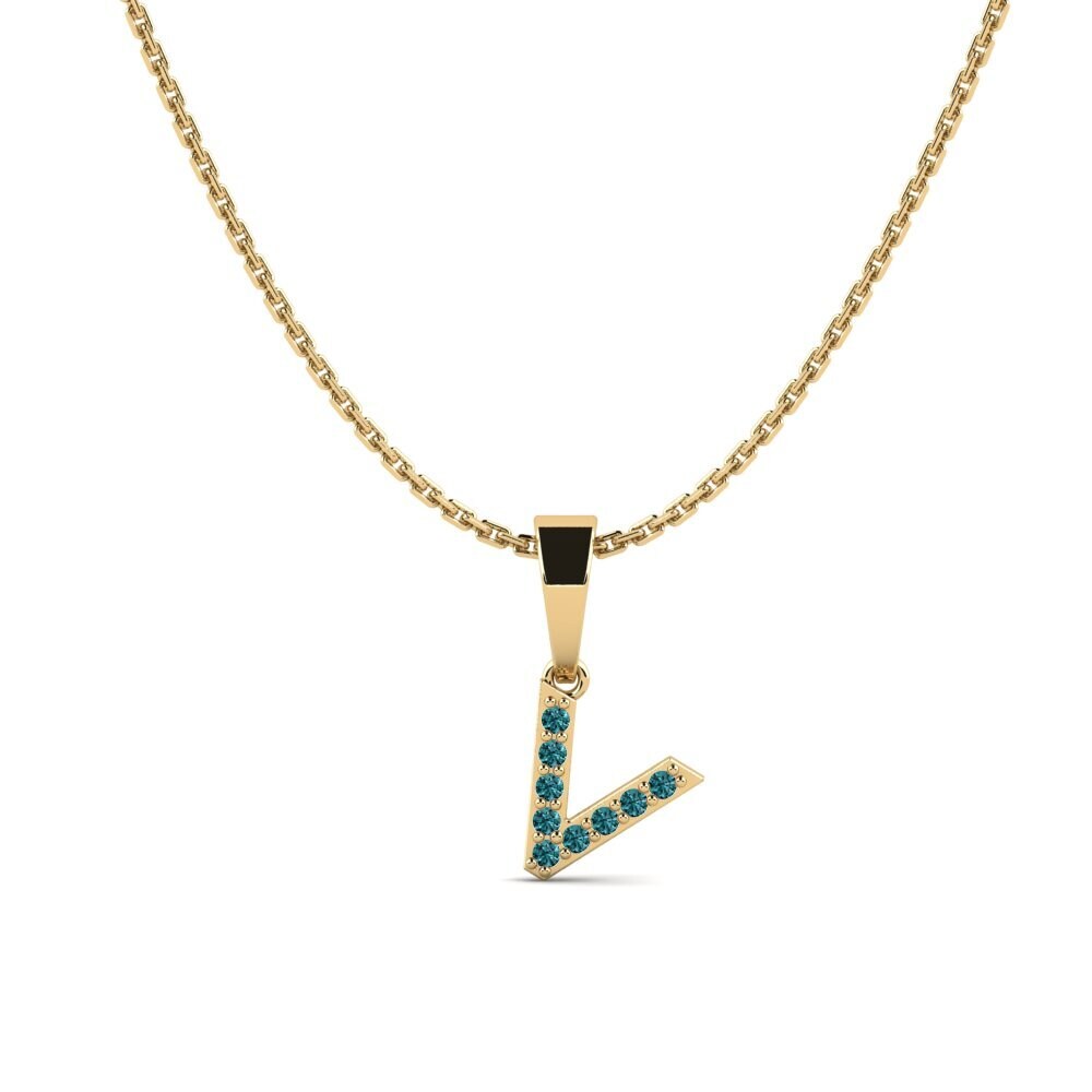 Redondo Diamante Azul Colgante de Mujer Monto - V