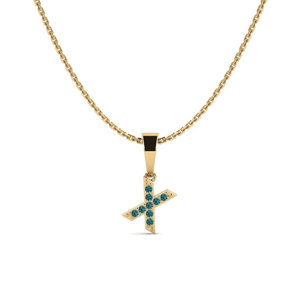 Redondo Diamante Azul Colgante de Mujer Monto - X