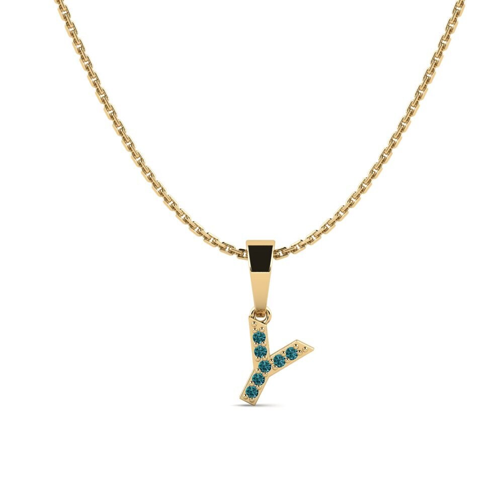 Redondo Diamante Azul Colgante de Mujer Monto - Y