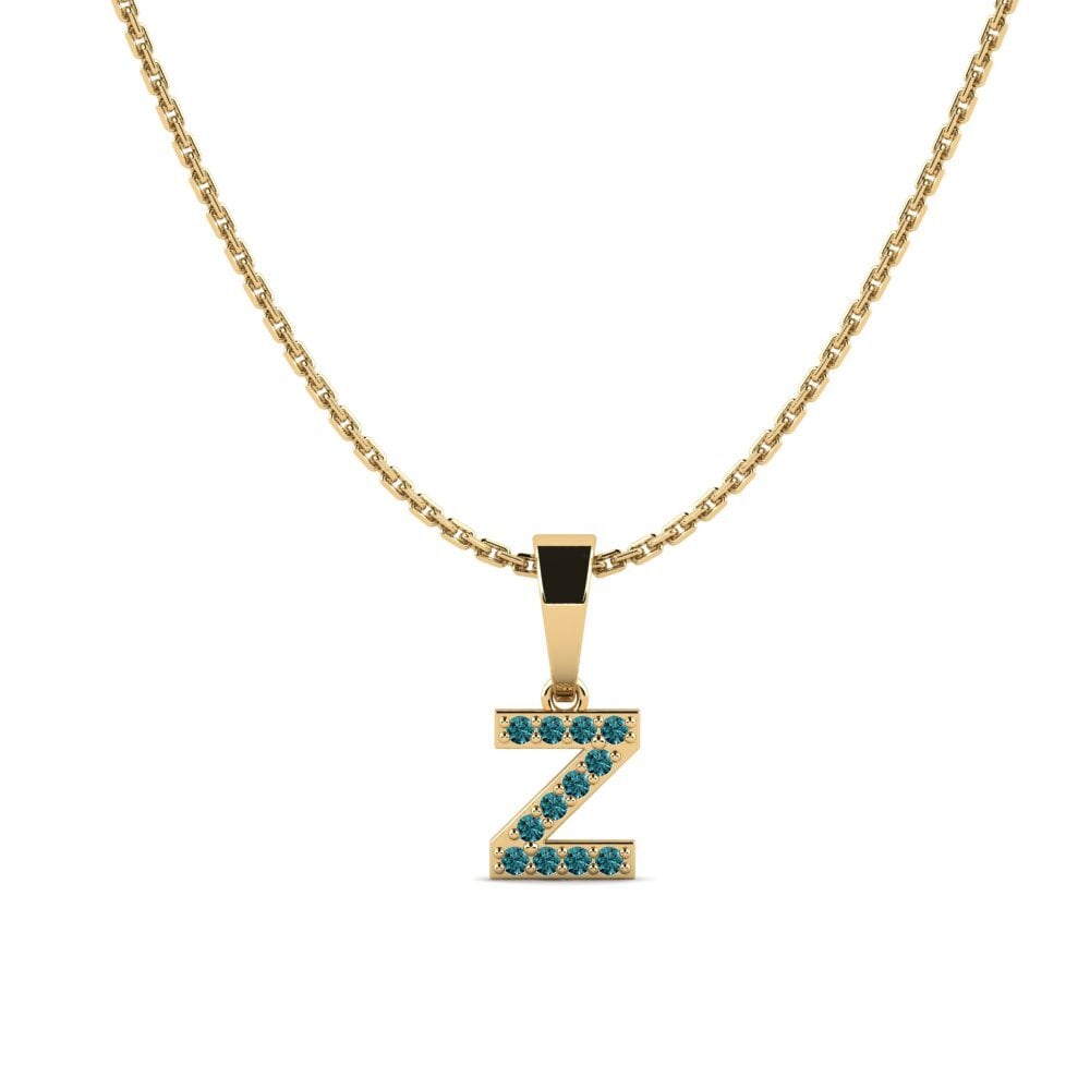 Redondo Diamante Azul Colgante de Mujer Monto - Z