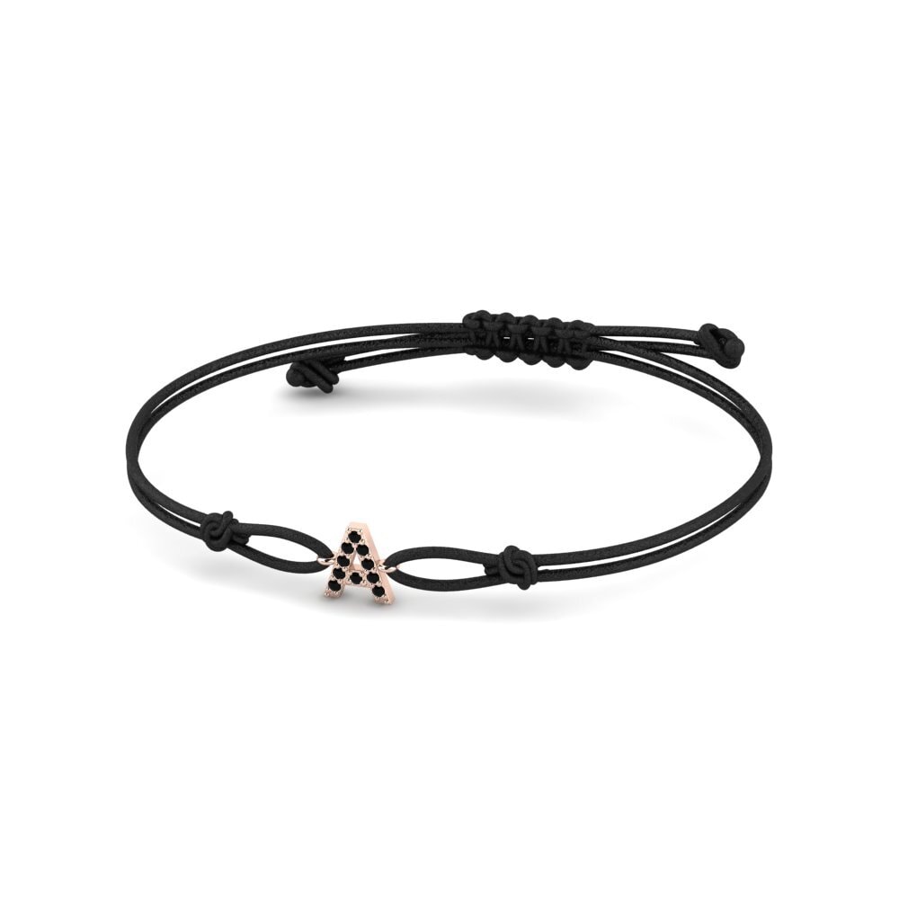 9ct Rose Gold Black Sapphire Cord Bracelet Tunog - A