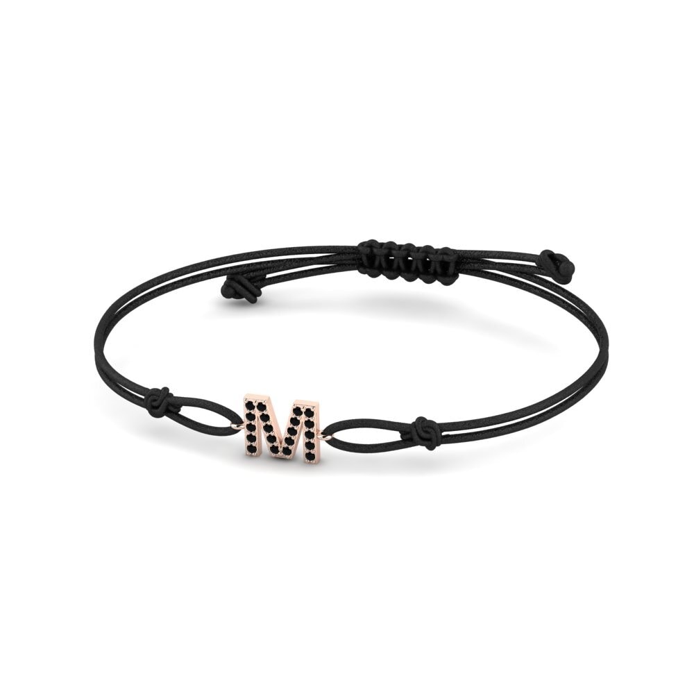 9ct Rose Gold Black Sapphire Cord Bracelet Tunog - M