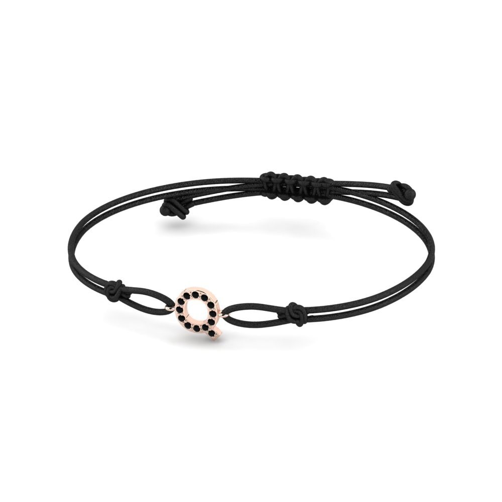 9ct Rose Gold Black Sapphire Cord Bracelet Tunog - Q