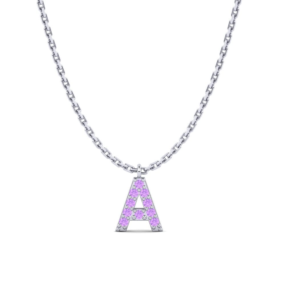 Weiß-Silber Amethyst Damen halskette Avaja - A
