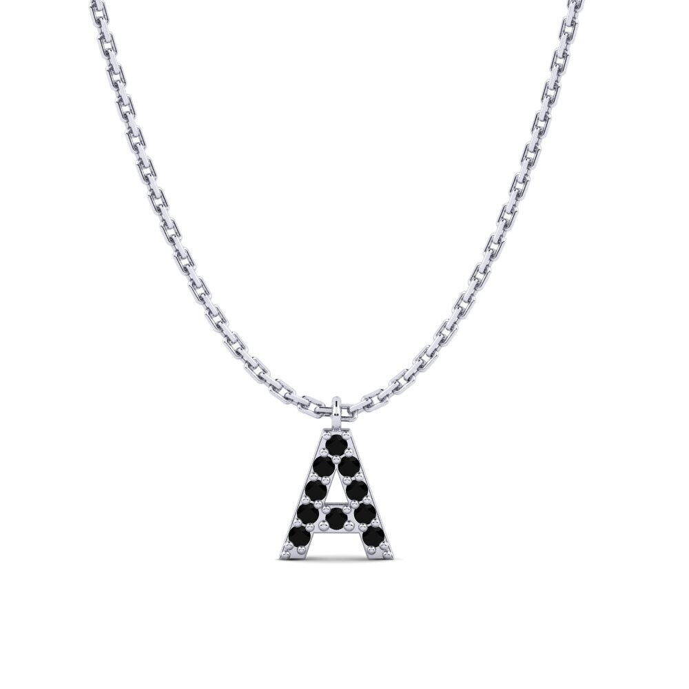 950 Platin Schwarzer Onyx Damen halskette Avaja - A