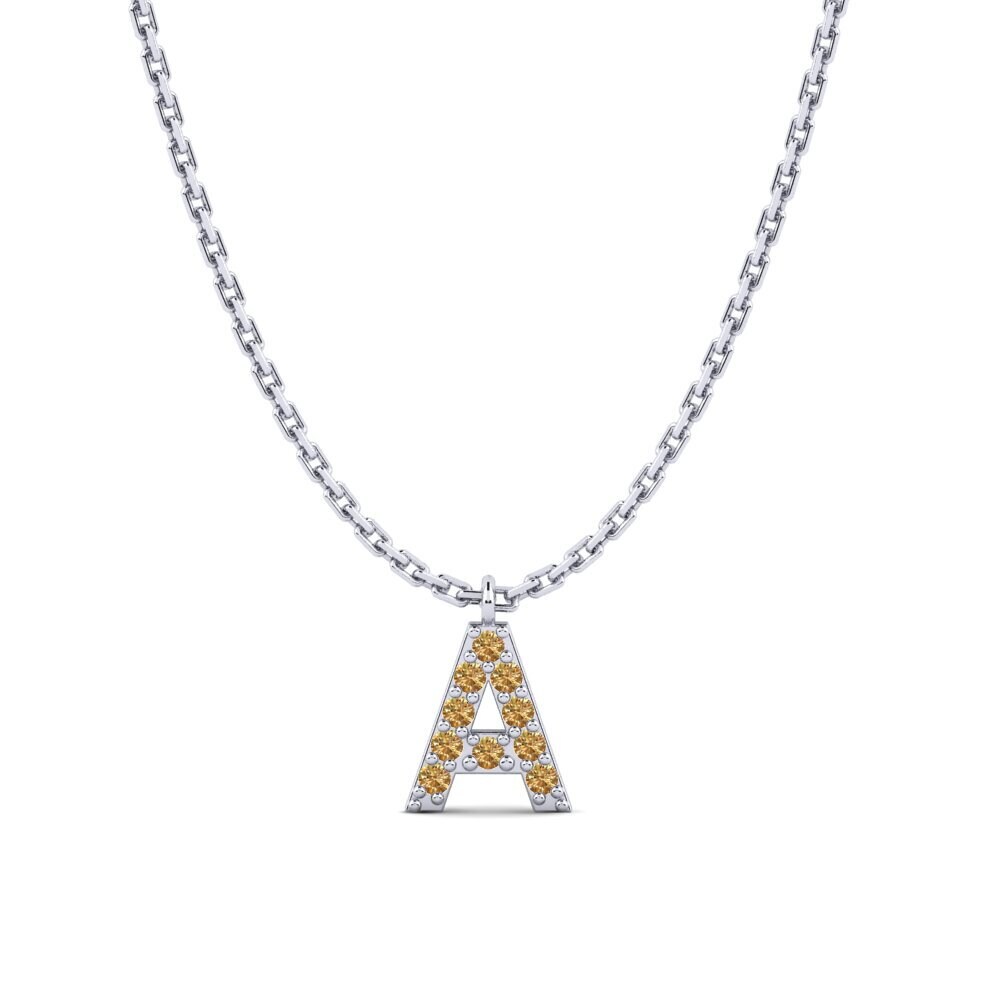 Weiß-Silber Brauner Diamant Damen halskette Avaja - A