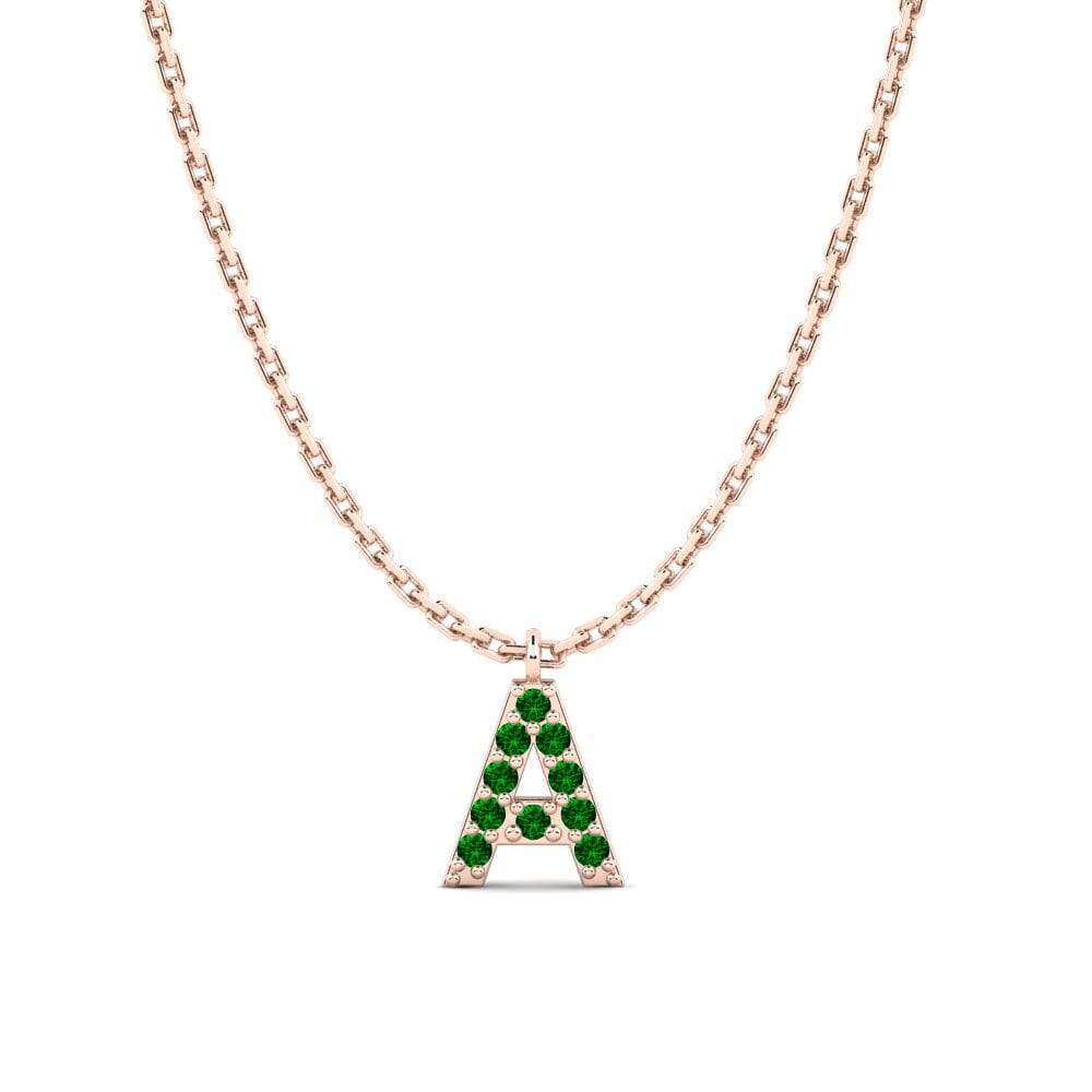 Rotgold 585 Grüner Zirkonia Damen halskette Avaja - A
