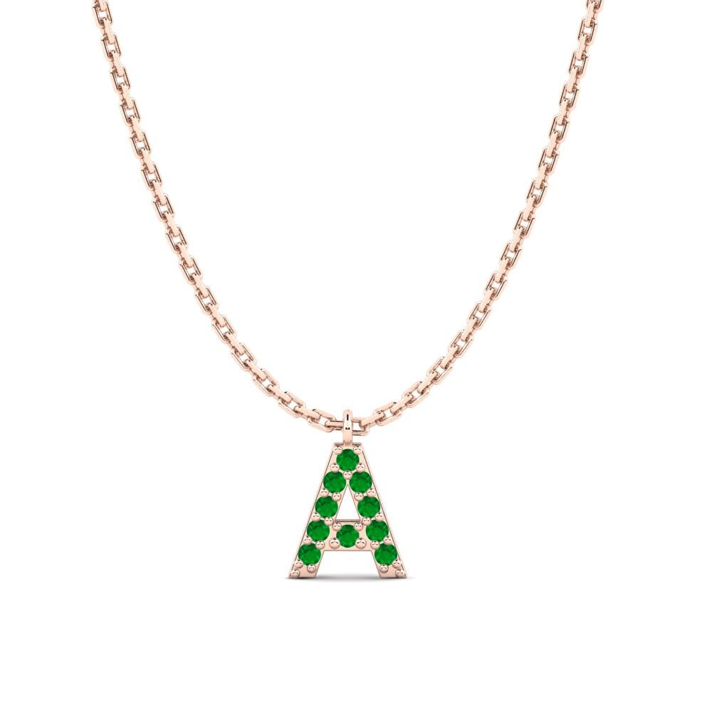 Rotgold 585 Smaragd Damen halskette Avaja - A
