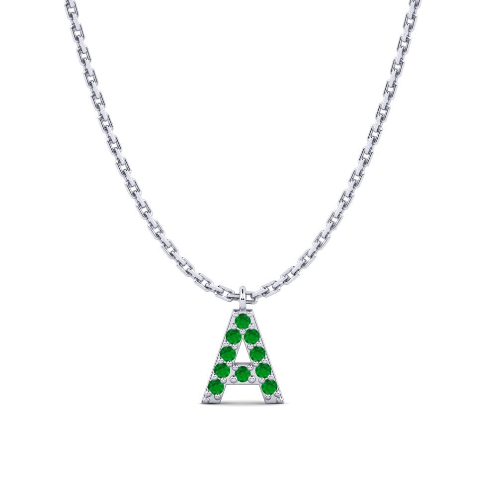 950 Palladium Smaragd Damen halskette Avaja - A