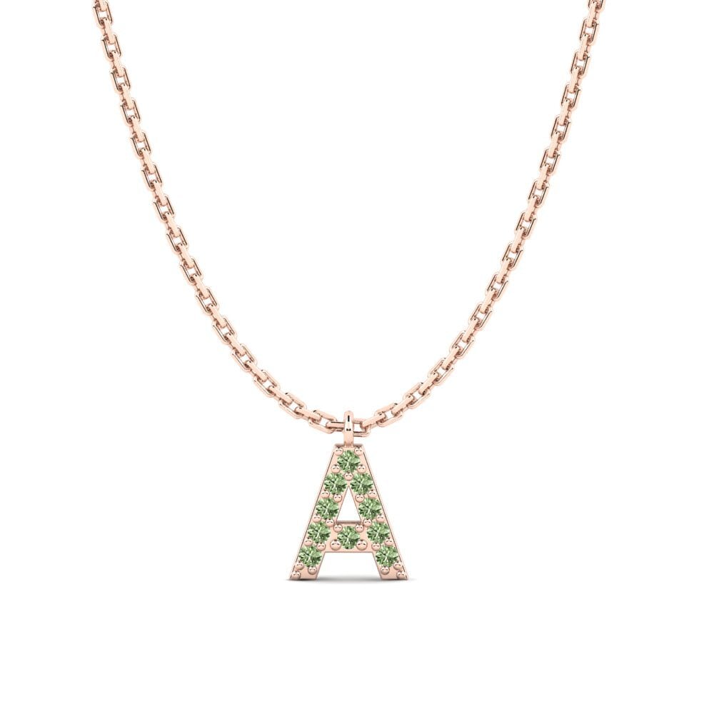 Rotgold 585 Grüner Diamant Damen halskette Avaja - A