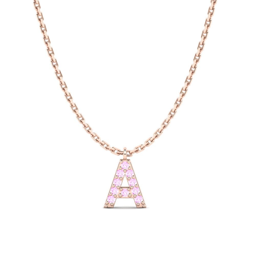 Rotgold 750 Rosa Saphir Damen halskette Avaja - A