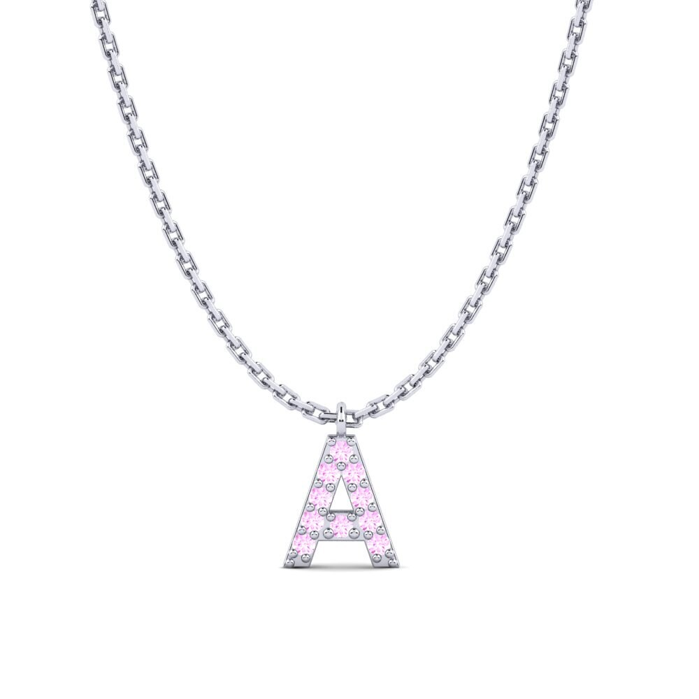 950 Platin Rosa Saphir Damen halskette Avaja - A