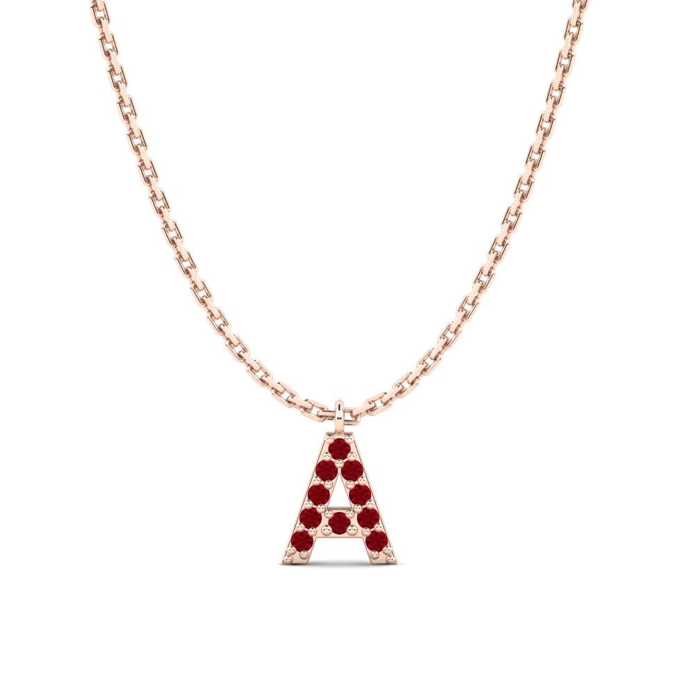 Rotgold 585 Roter Zirkonia Damen halskette Avaja - A