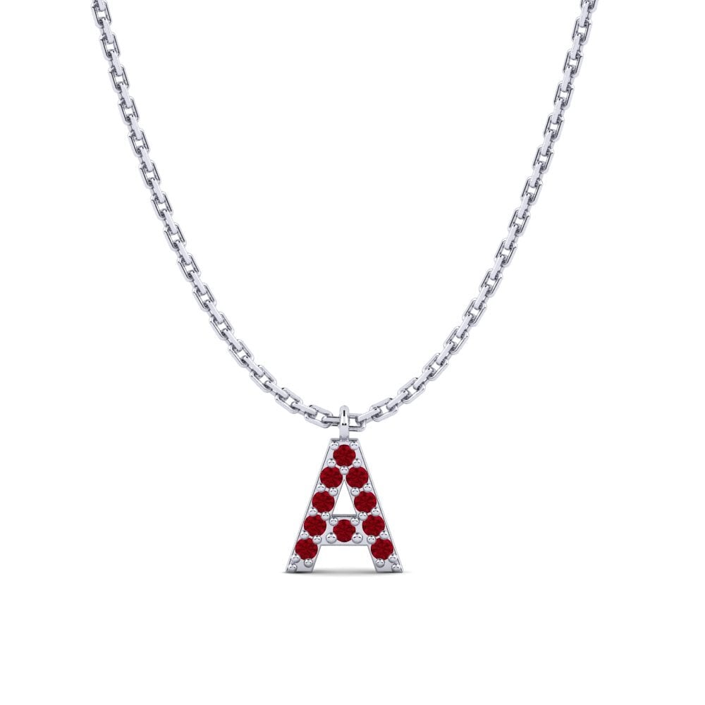 Weißgold 750 Roter Zirkonia Damen halskette Avaja - A