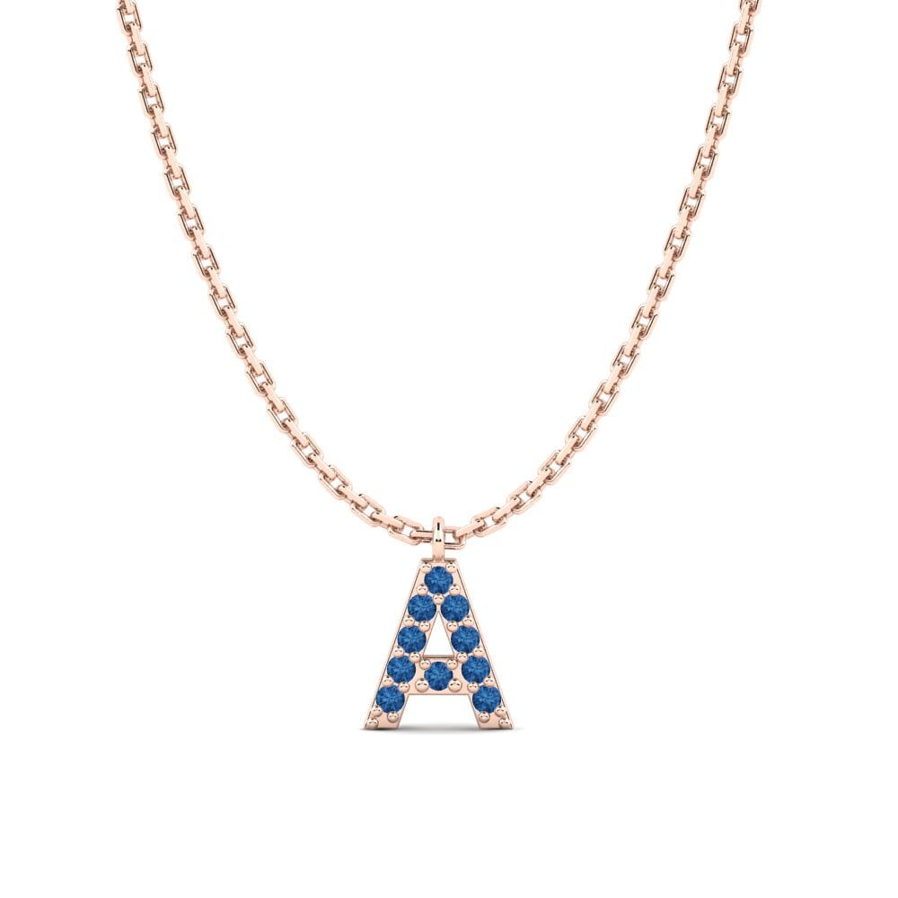 Rotgold 585 Dunkelblauer Zirkonia Damen halskette Avaja - A