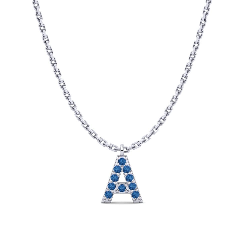 950 Palladium Dunkelblauer Zirkonia Damen halskette Avaja - A