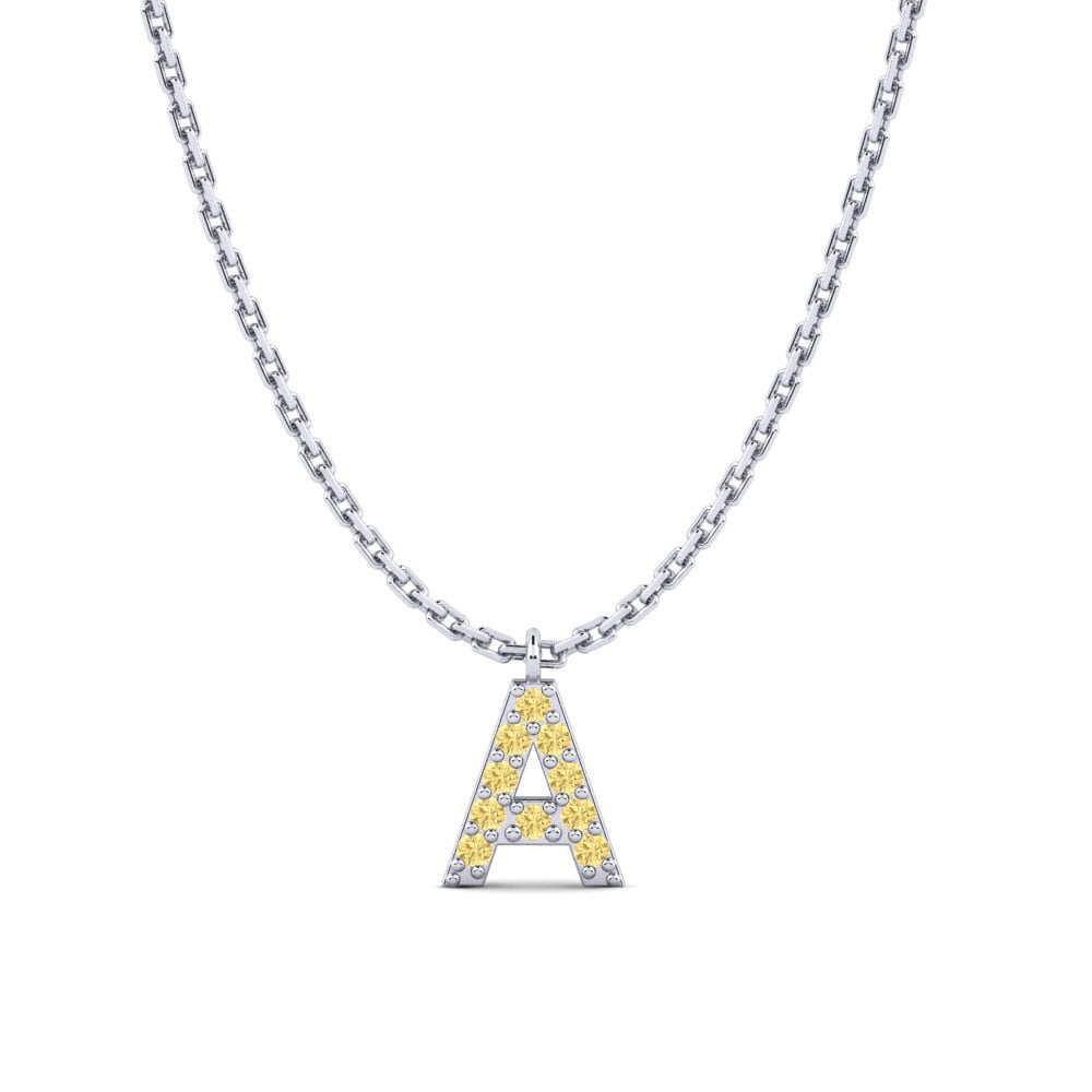 Weißgold 585 Gelber Diamant Damen halskette Avaja - A