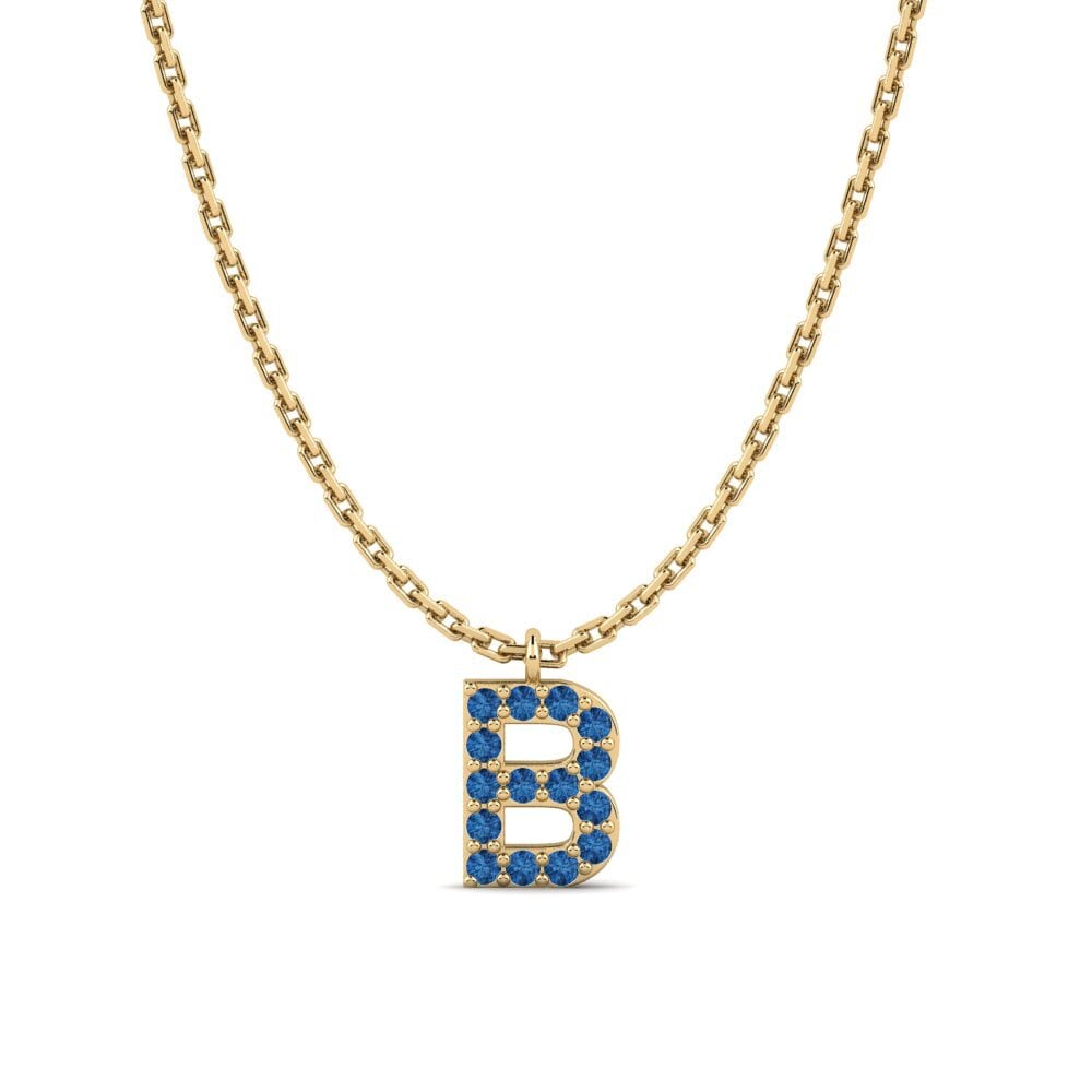 Round Dark Blue Zirconia Women's Necklace Avaja - B
