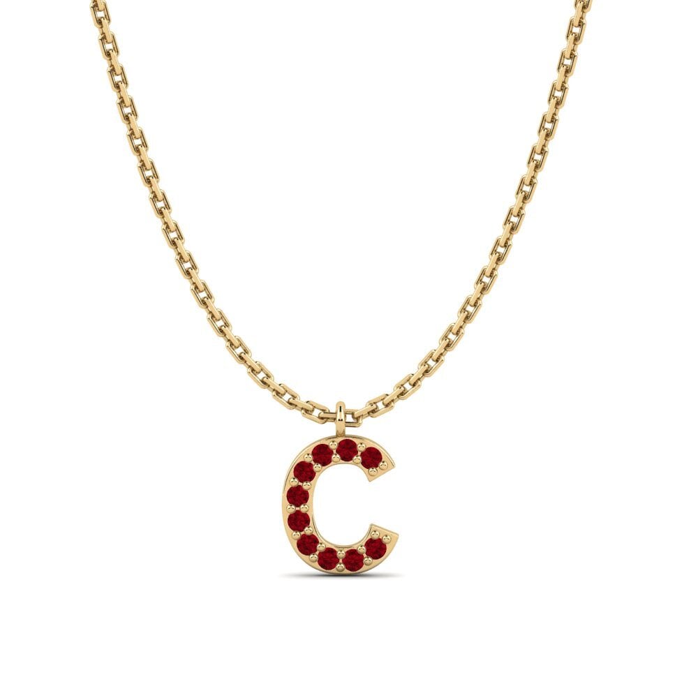 Rund Roter Zirkonia Damen halskette Avaja - C