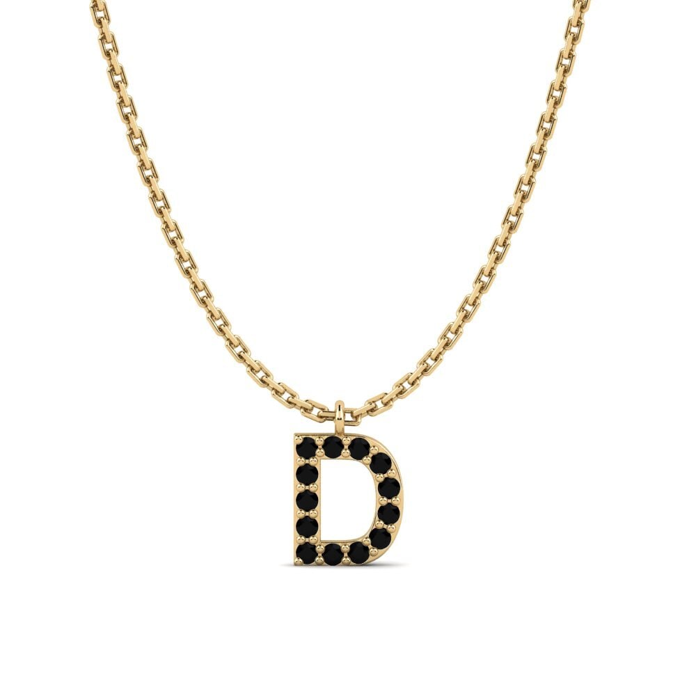Rund Schwarzer Onyx Damen halskette Avaja - D