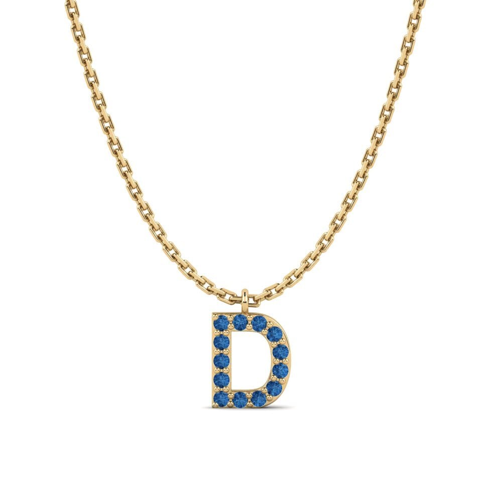 Round Dark Blue Zirconia Women's Necklace Avaja - D