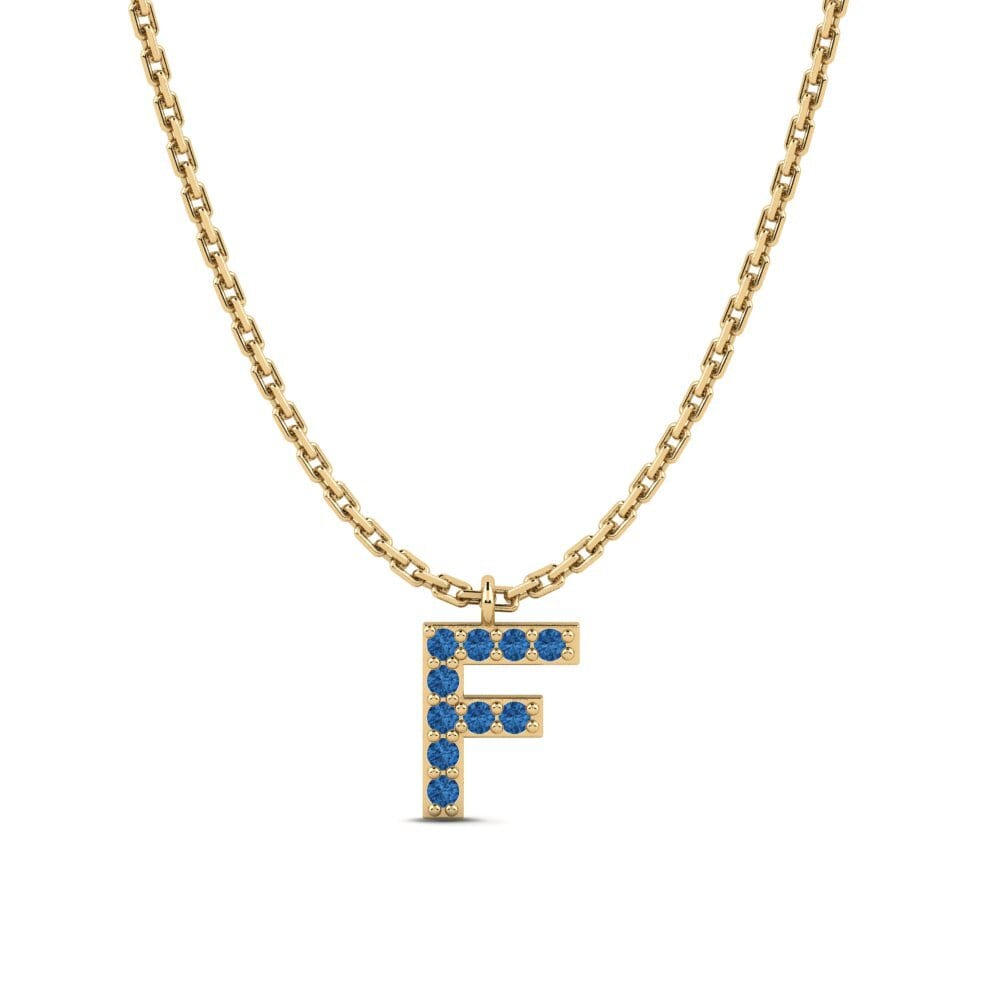 Round Dark Blue Zirconia Women's Necklace Avaja - F