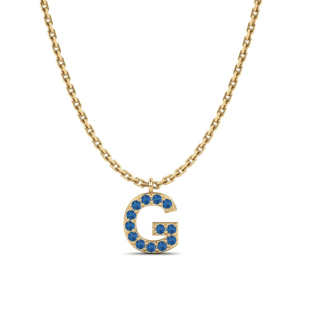 Round Dark Blue Zirconia Women's Necklace Avaja - G