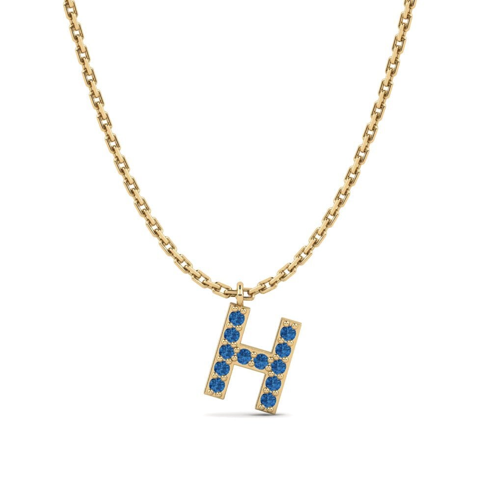 Round Dark Blue Zirconia Women's Necklace Avaja - H